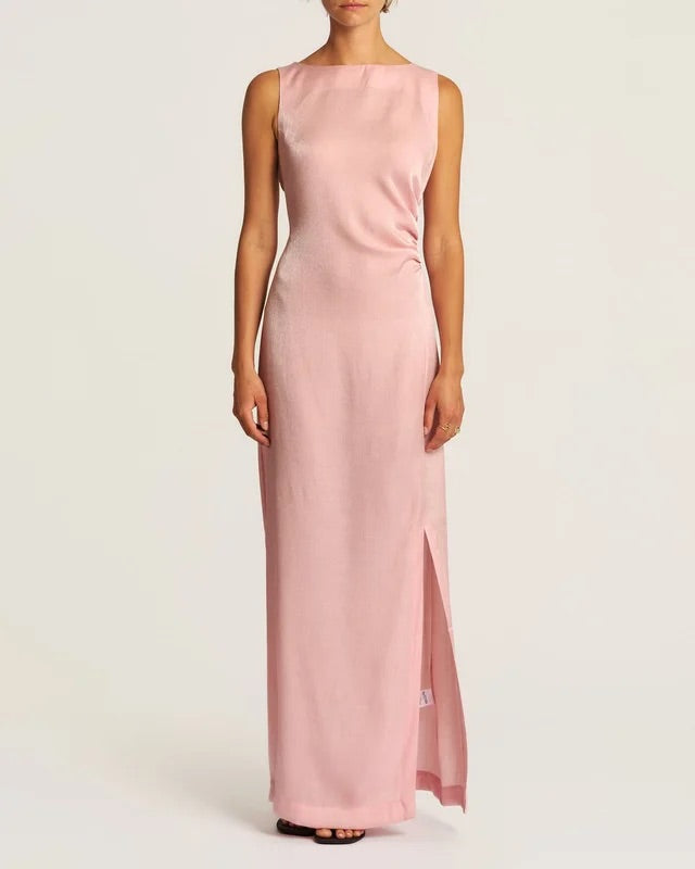 Shiny Sleeveless Dress  Dusty Pink