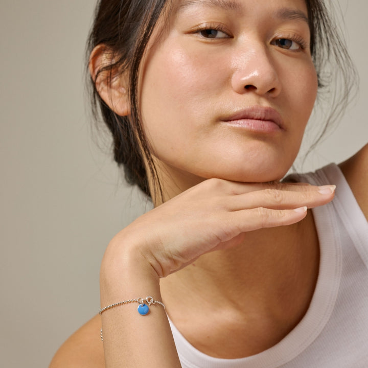 BRACELET, BALL CHAIN  Cornflower