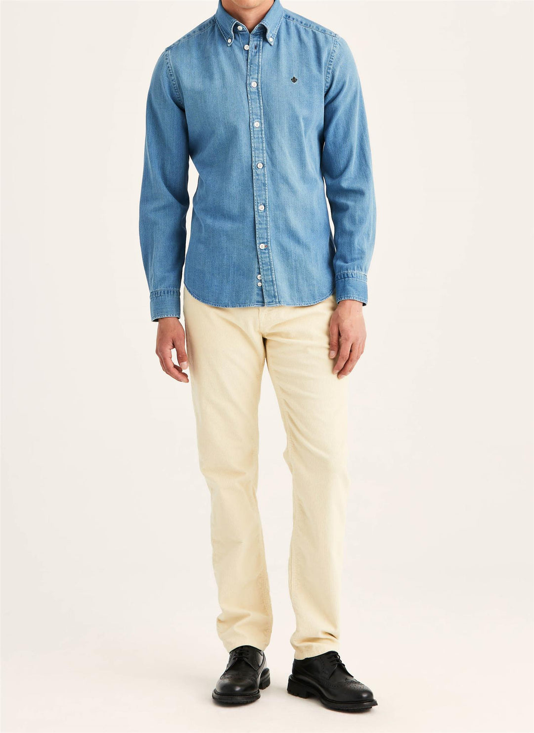 Indigo Herringbone Shirt-Slim Fit  Light Blue