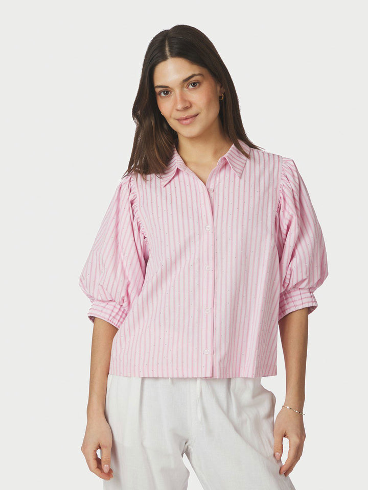 Etta Soft Stripe Stone Shirt  Light Pink