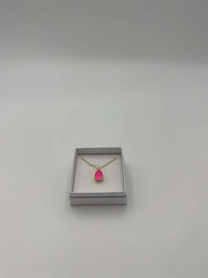 MINI DROP NECKLACE GOLD  Electric Pink Ignite
