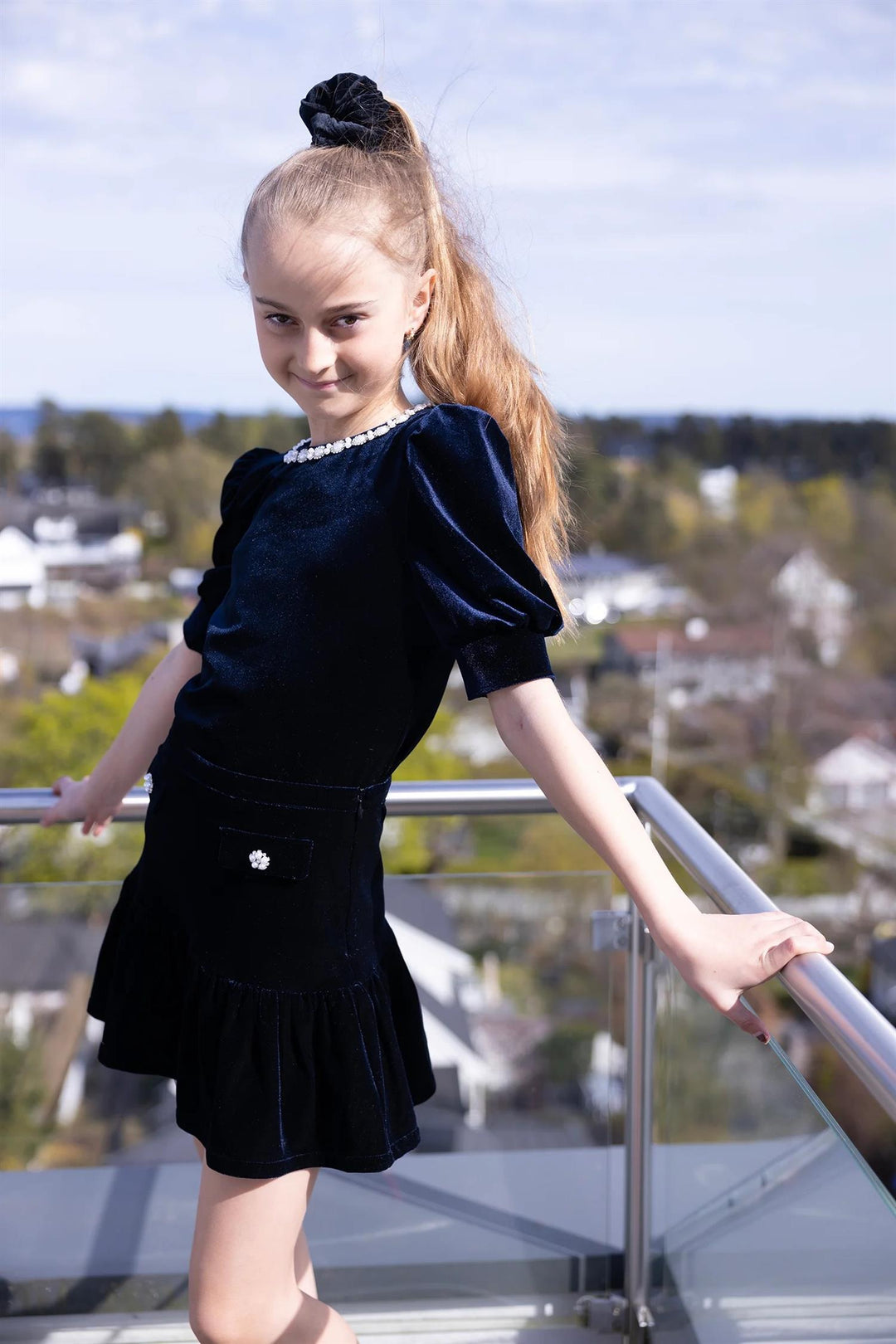 Emma velvet topp Dark Navy