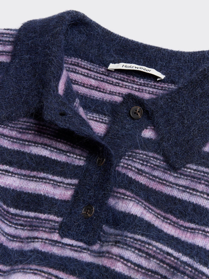 Olivia Wool Polo Sweater  Lilac Mix