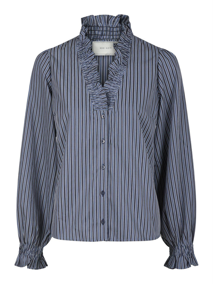 Brielle Twill Stripe Shirt  Dusty Blue