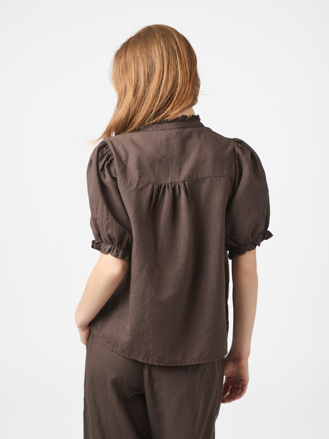 Odesa Linen Blouse  Dark Brown