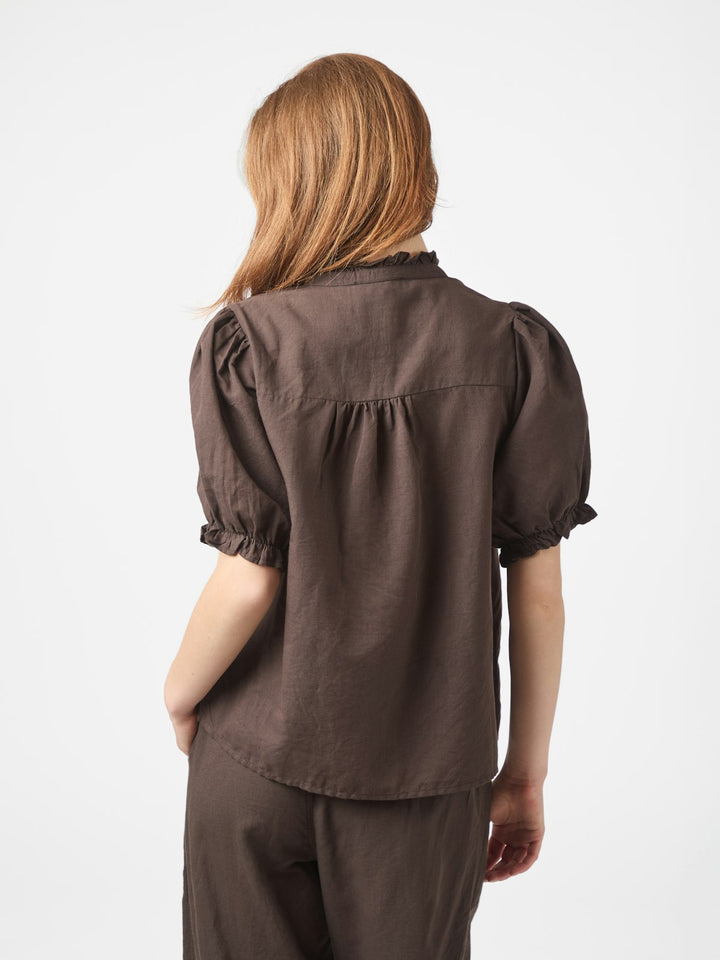Odesa Linen Blouse  Dark Brown