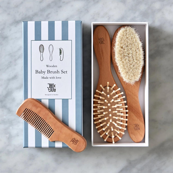 WOODEN HAIRBRUSH SET  Natural