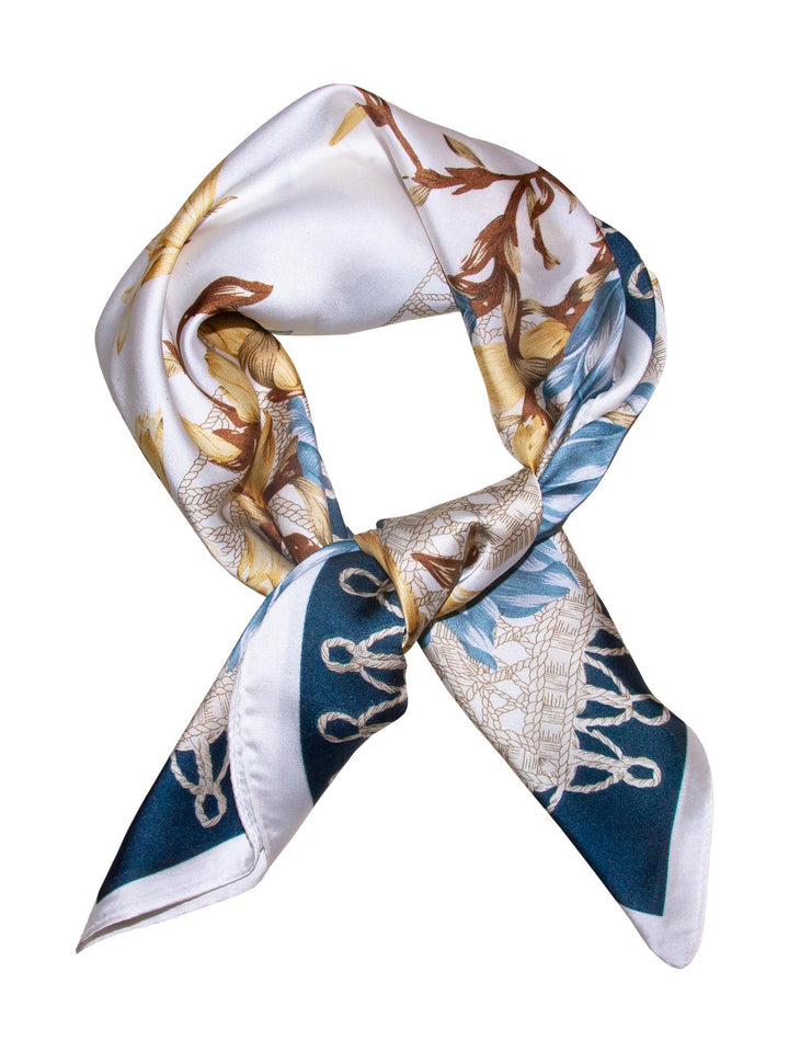 Skjerf blomstert 70x70  Navy