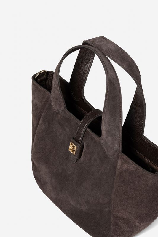 Lucille Tote Bag Large  Dark Brown Suede