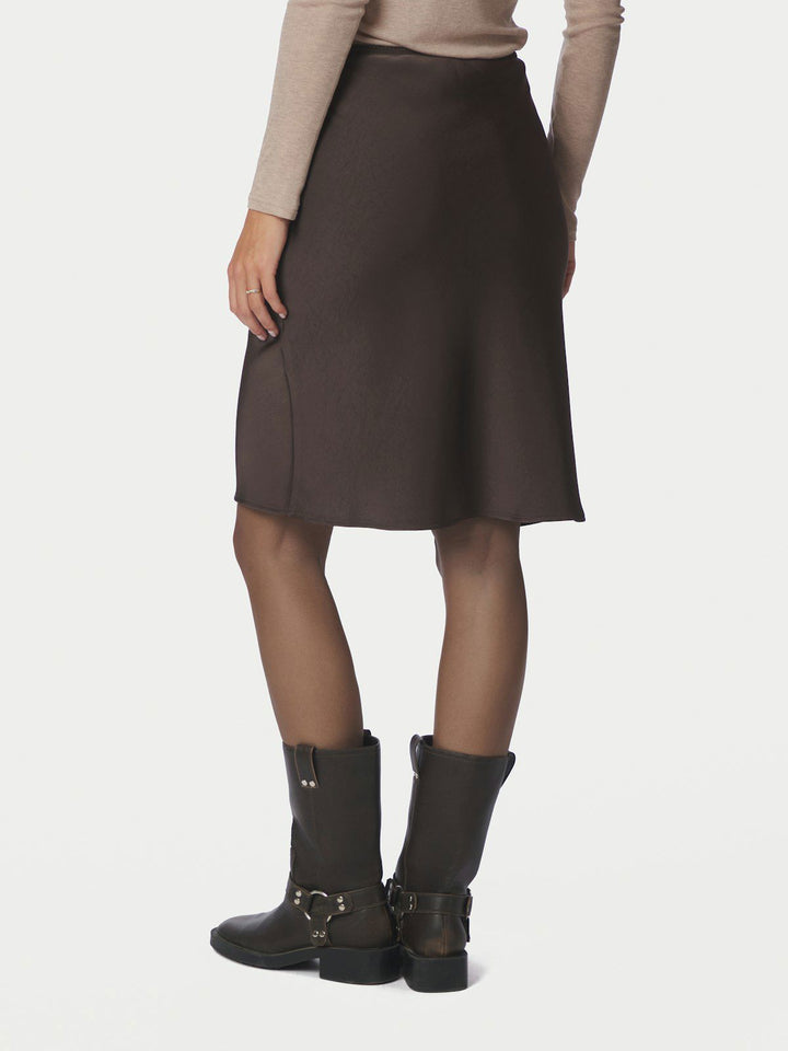 Mindie Heavy Sateen Skirt  Dark Brown