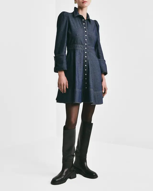 DENIM MINI DRESS  Dark Blue