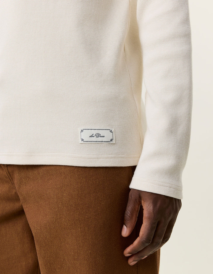 Label Waffle Ls T-Shirt Ivory