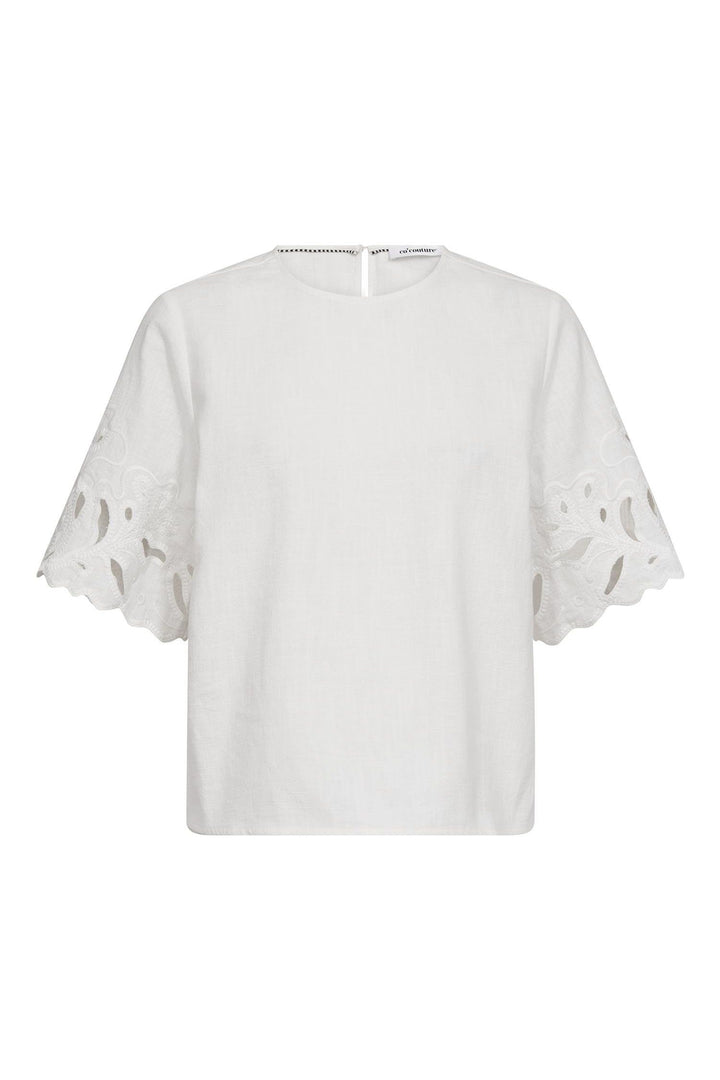LitaCC Linen Emb SS Blouse  White