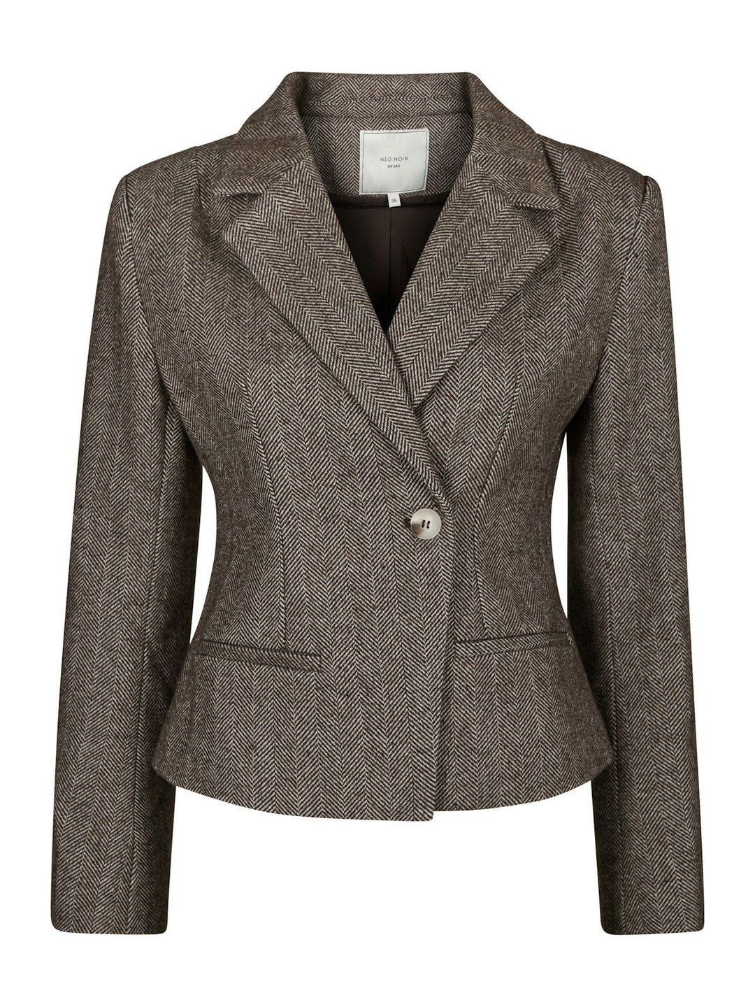 Valia Herringbone S Blazer  Dark Brown