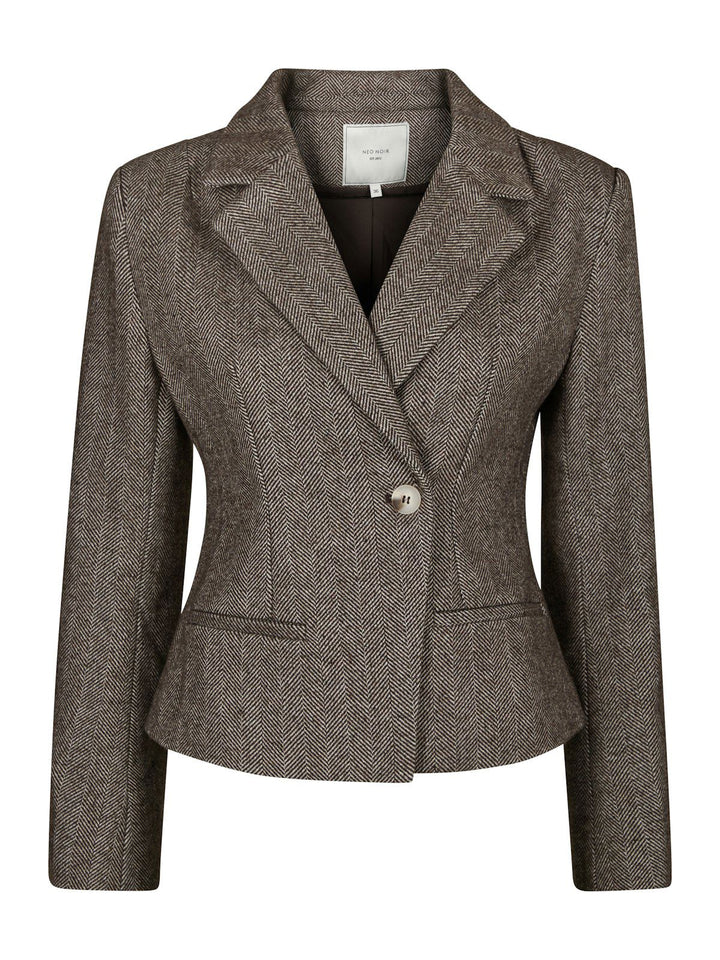Valia Herringbone S Blazer  Dark Brown