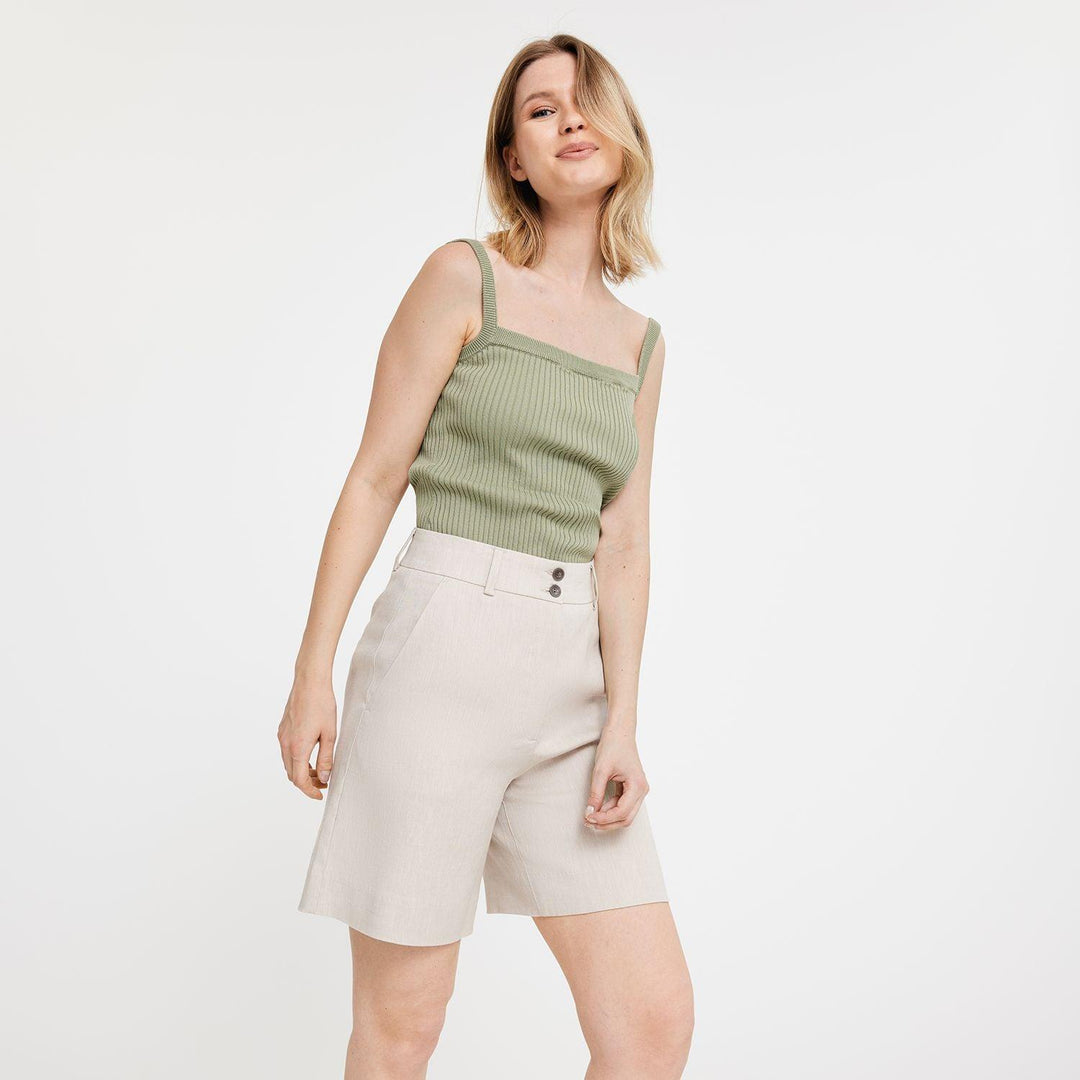 LauraFV Midi Shorts 769  Sand Linen