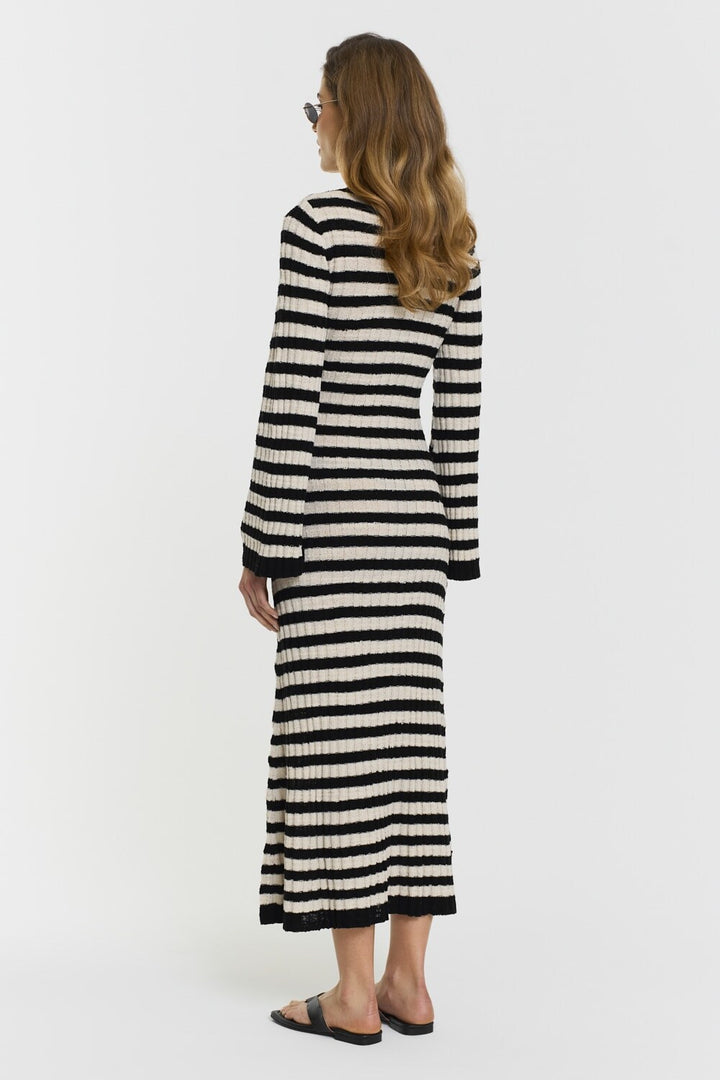 Althea Knitted Dress  Black Beige Stripe