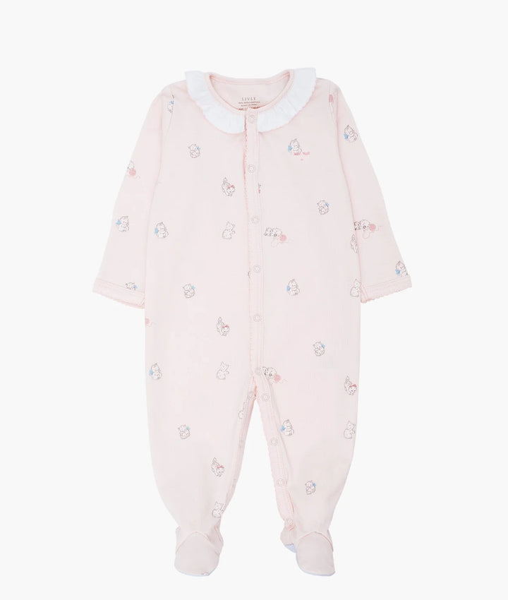 Kittens Ruffled Footie  Pink