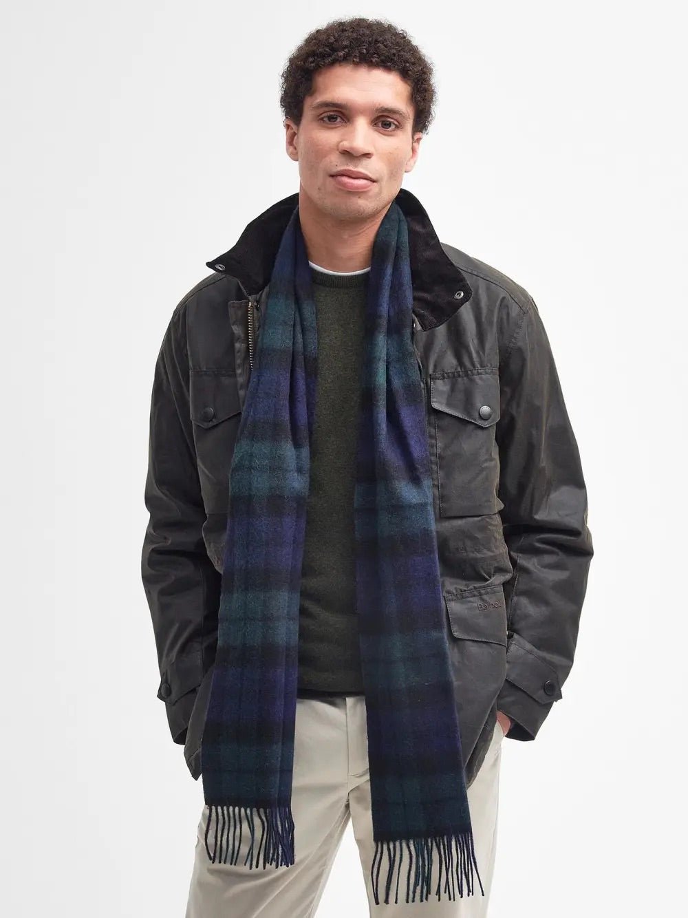Barbour New Check Tartan Scarf  Black Watch