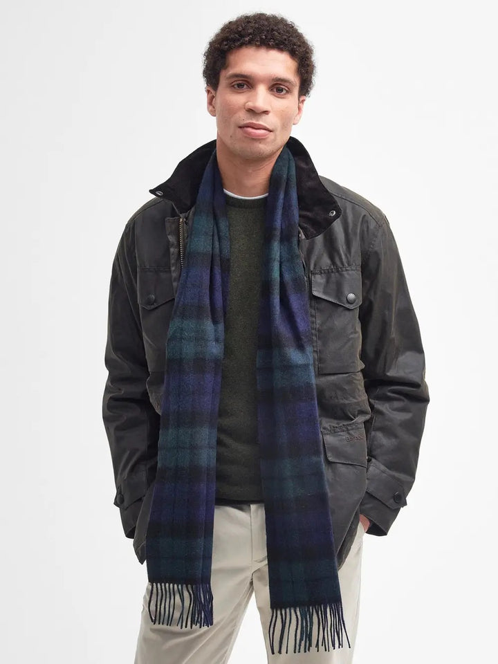 Barbour New Check Tartan Scarf  Black Watch