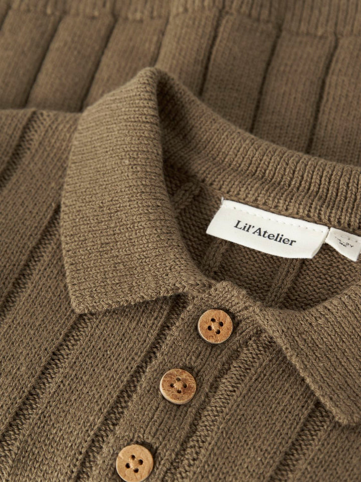 Nmmlomon Ls Loose Knit Polo Lil  Lysebrun