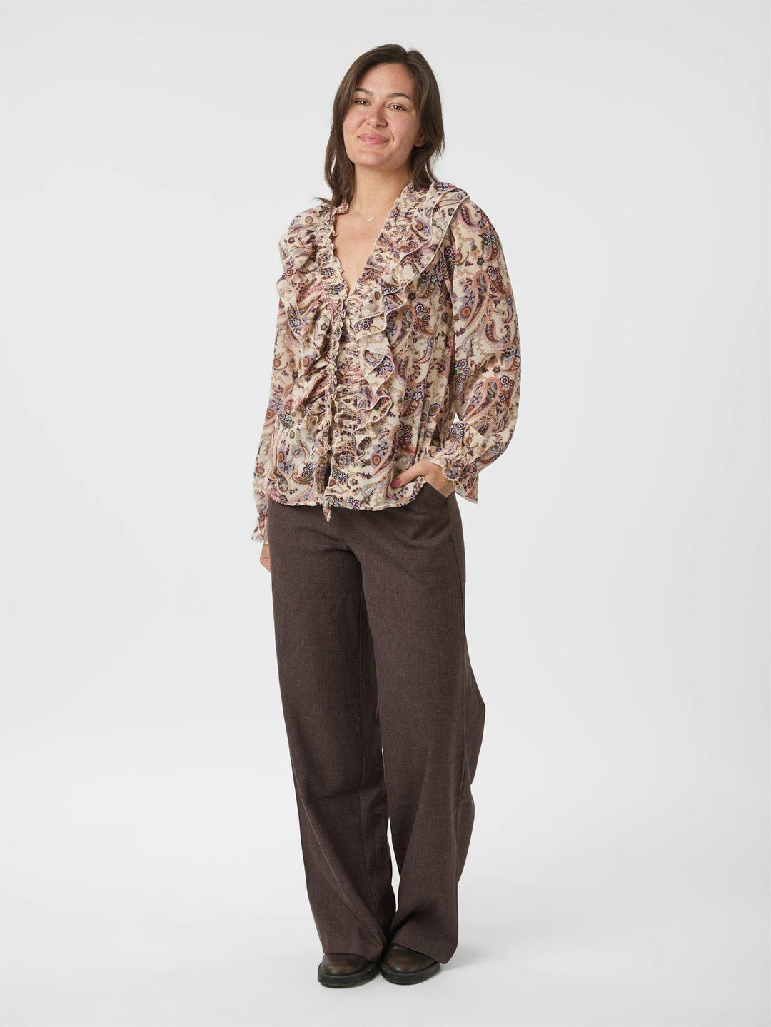 Ivey Art Paisely Blouse  Creme