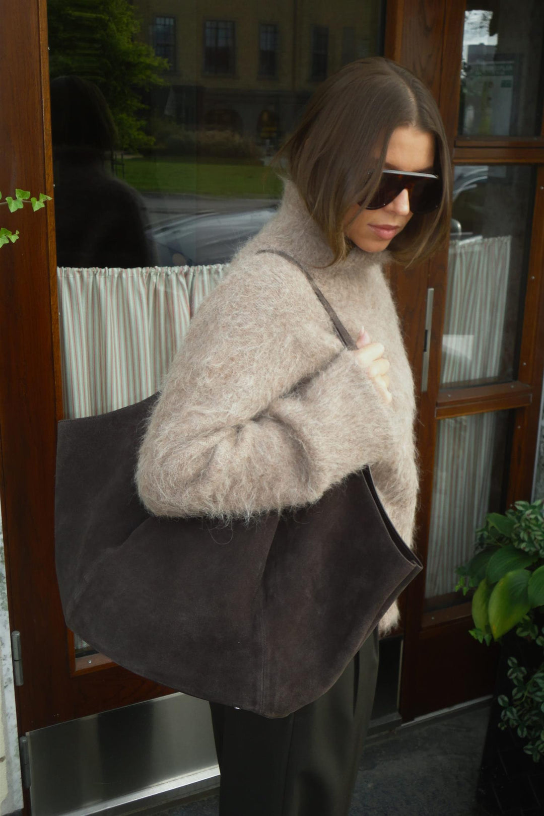 Milan Suede Tote Bag  Mocha Brown
