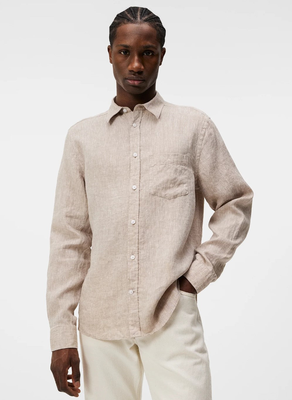Slim LS Linen Melange Shirt  Batique Khaki