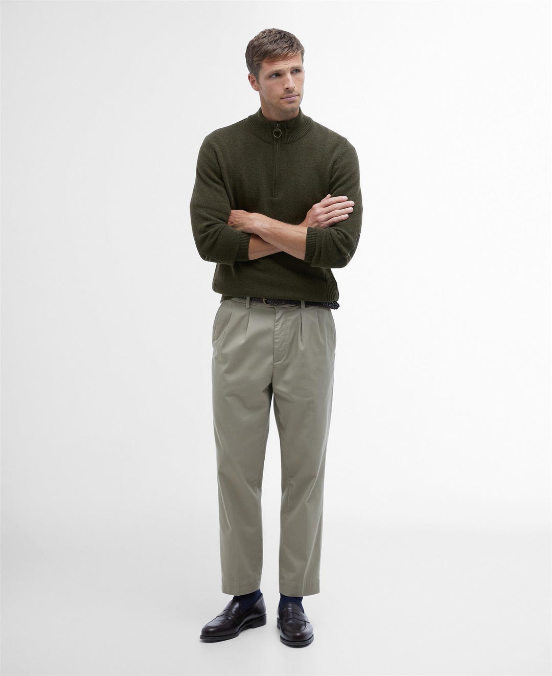 Barbour Holden Half Zip  Olive Marl