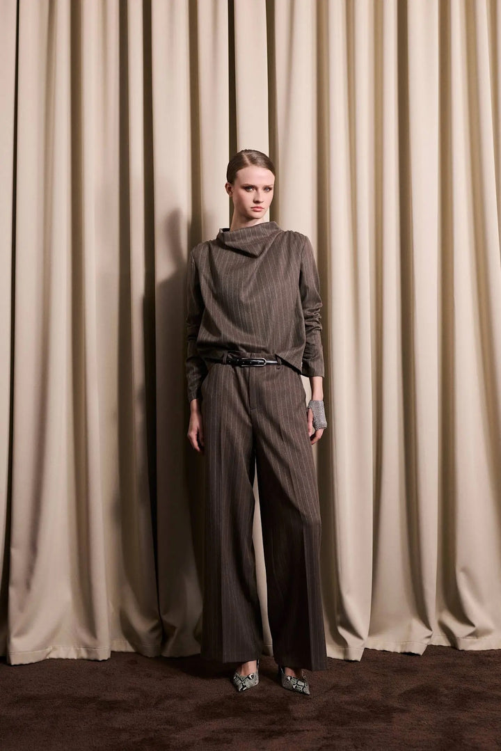 Reign Tailored Structured Pant  Mole Stripe