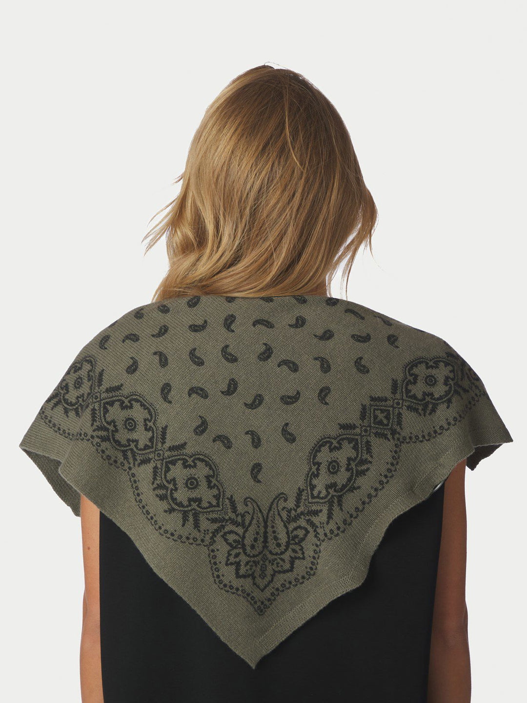 Adelina Paisley Knit Scarf  Army