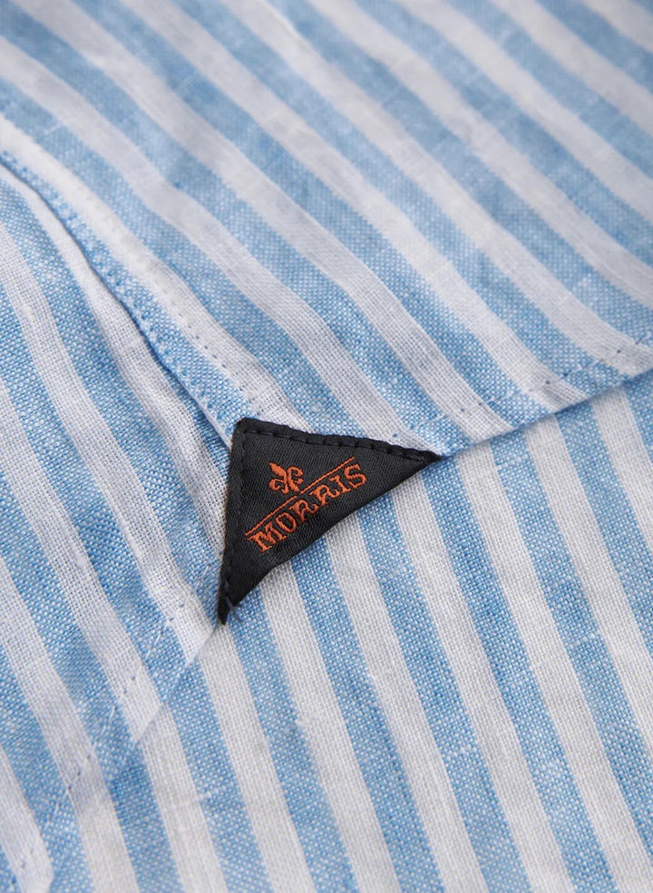 Douglas Linen Stripe Shirt-Classic Fit  Blue