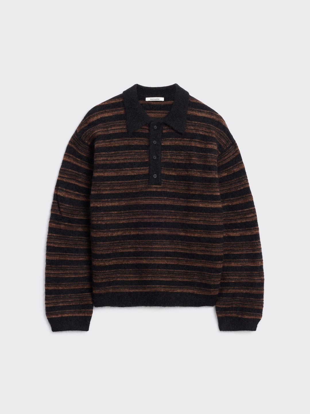Ollie Wool Polo Sweater  Brown Stripe