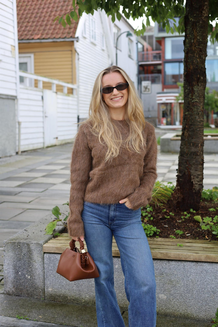 Hairy Knit Sweater  Brown