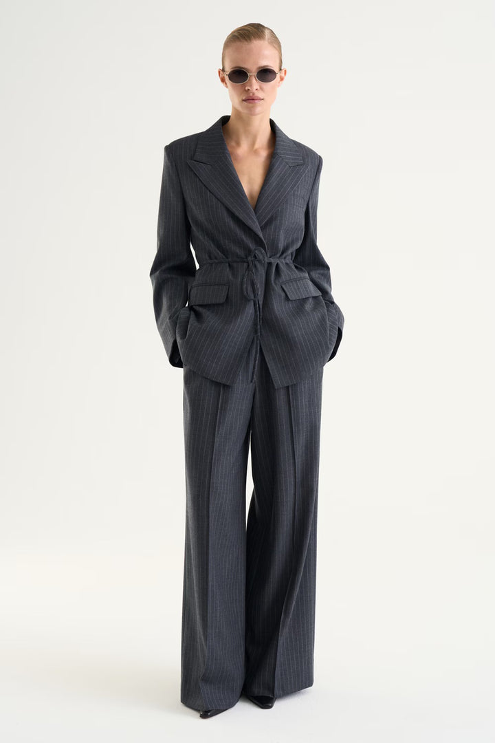 Linn Trousers  Grey Pinstripe