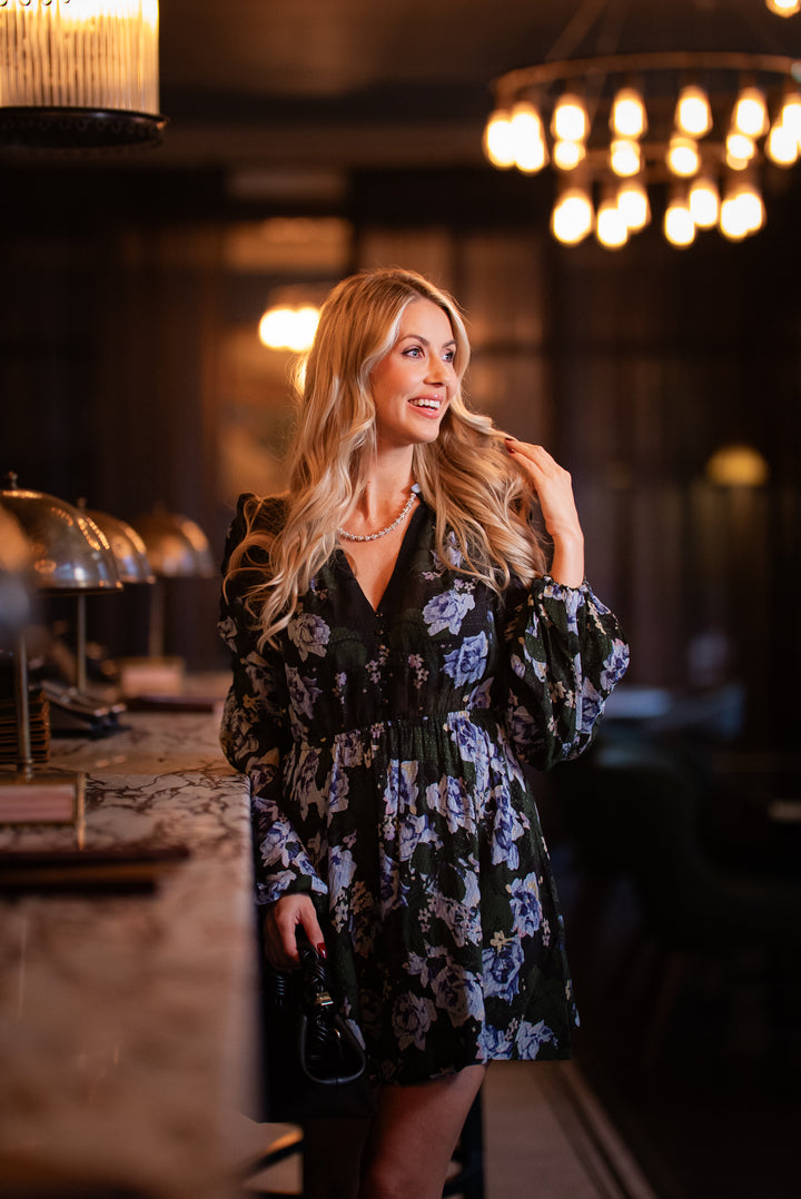 Georgette V-Neck Dress  Amadora