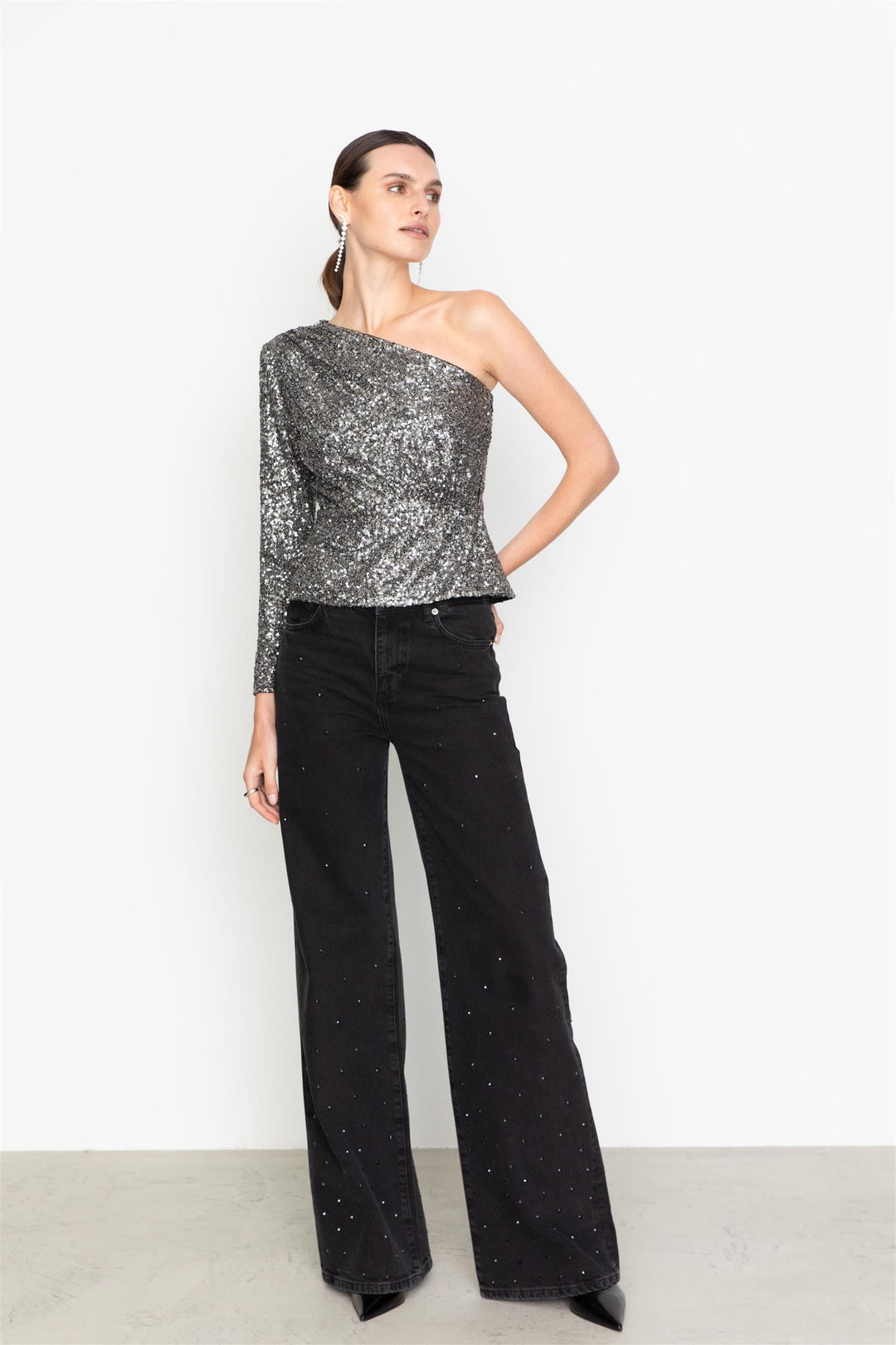 Libra Sequin Top  Silver