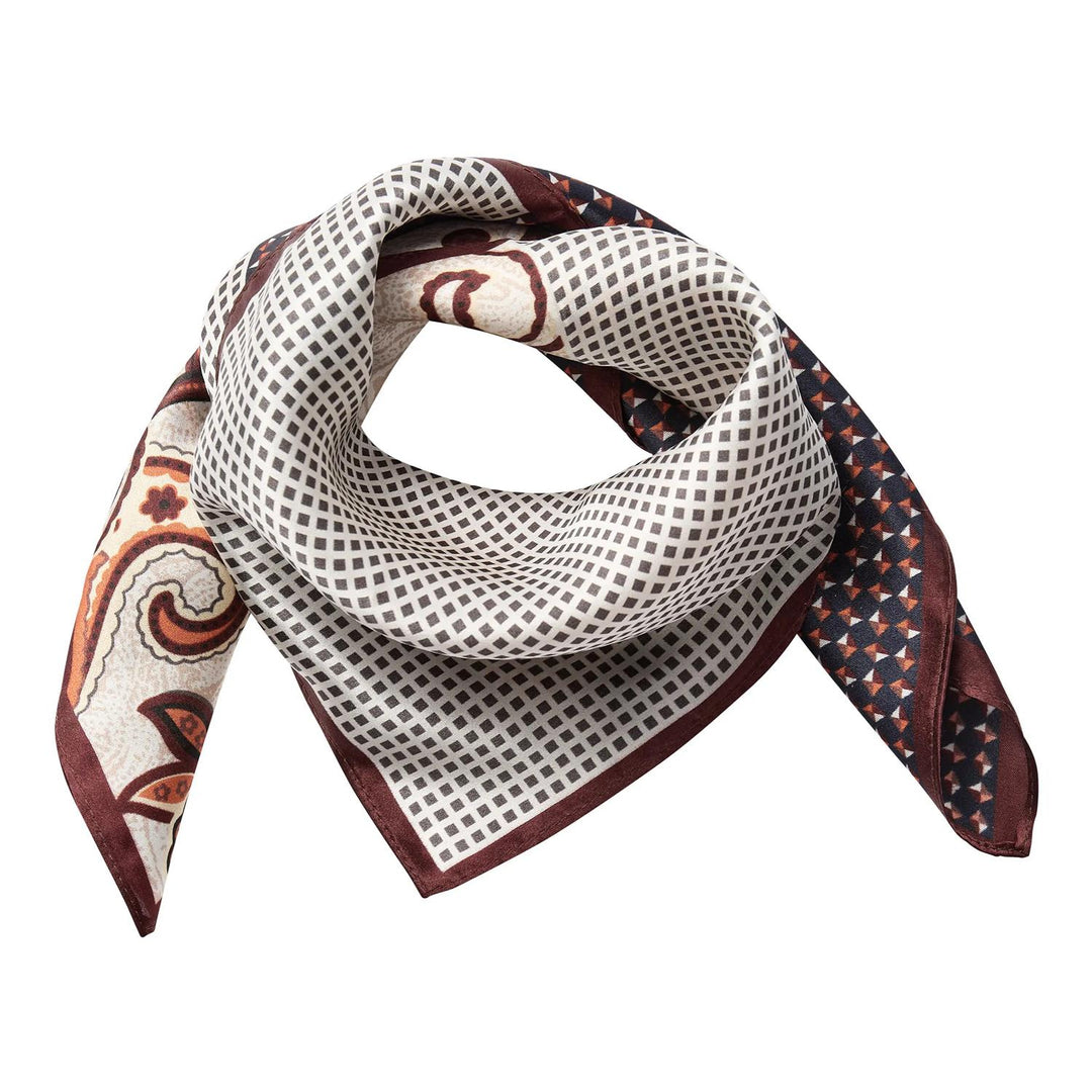 SheilaCC Silk Block Scarf  Brown