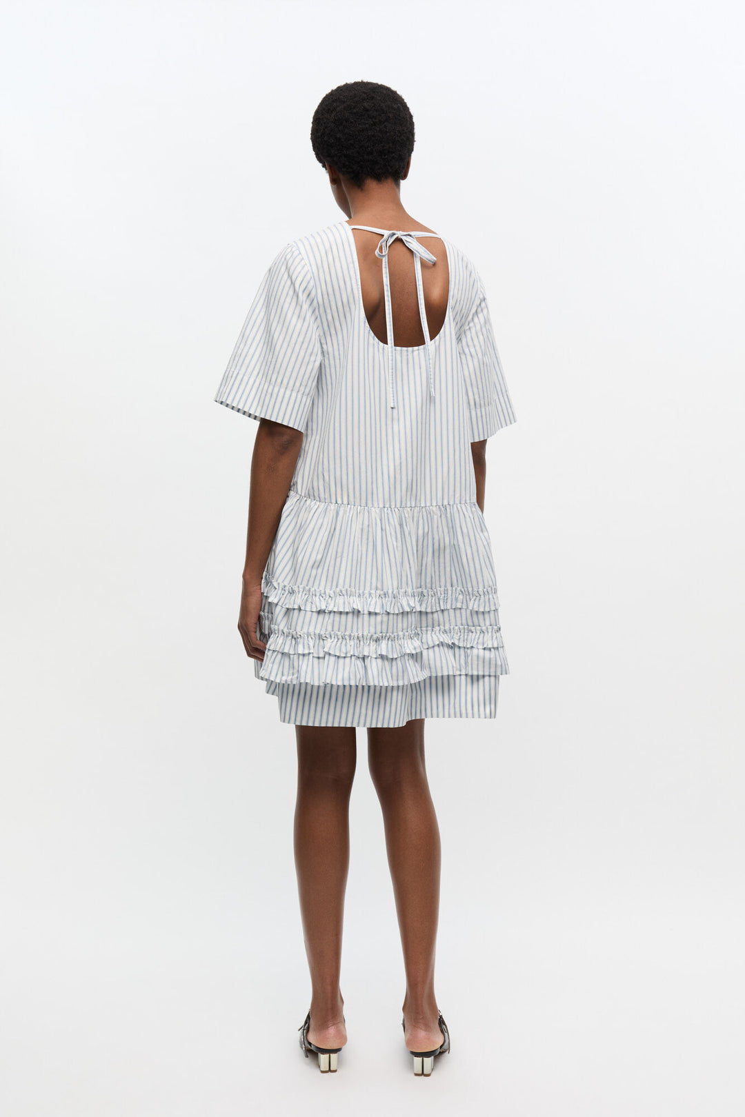 Stripe Cotton Mini Dress  Egret
