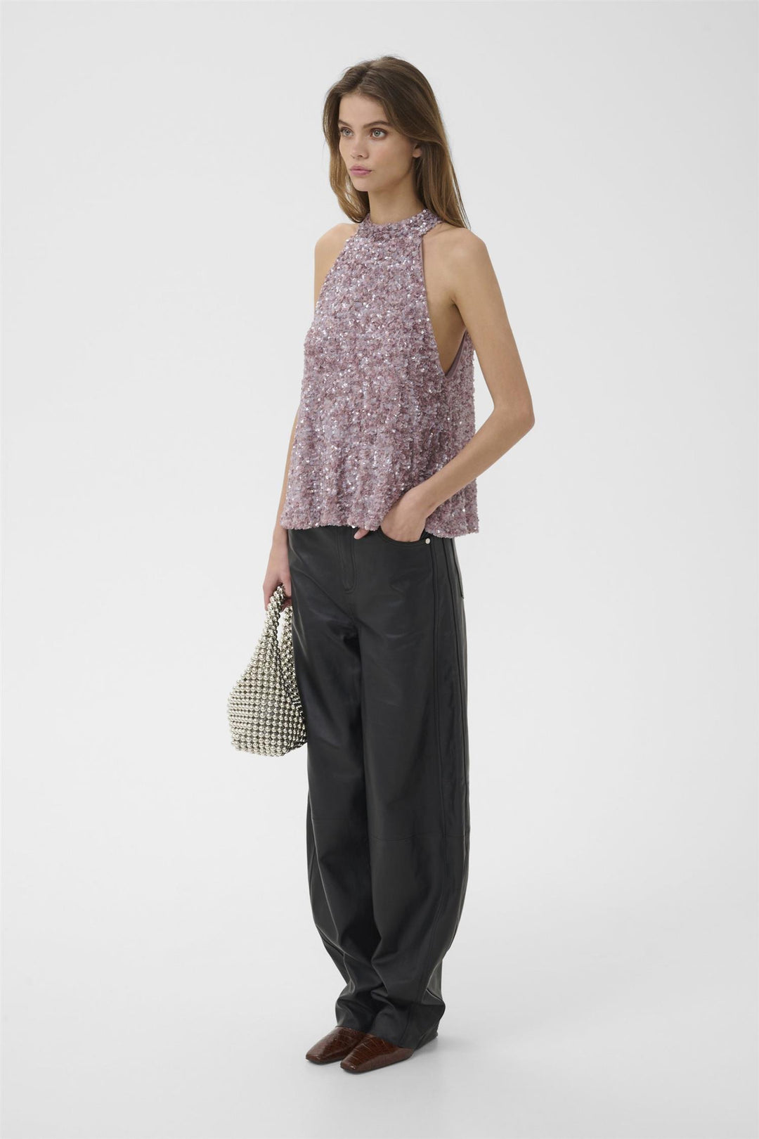 Gzsolene Top Lavender Sequins