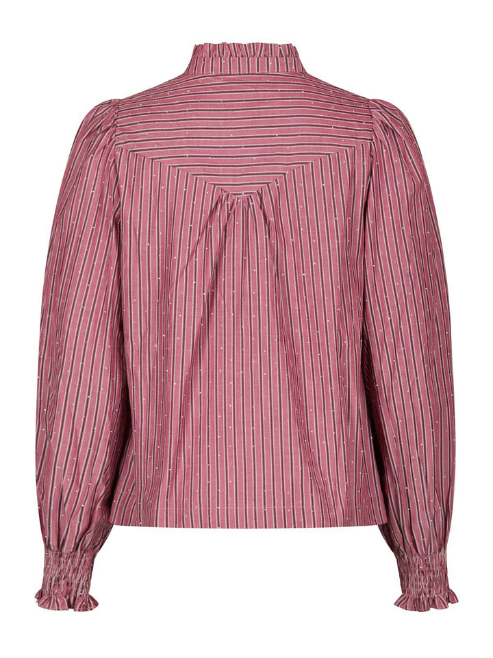 Astrida Soft Stripe Stone Blouse  Dark Rose