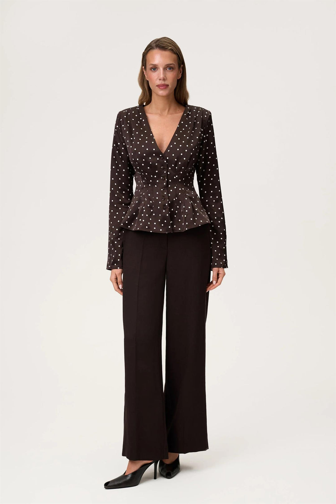 MARMO BLOUSE  Micro Dots Espresso