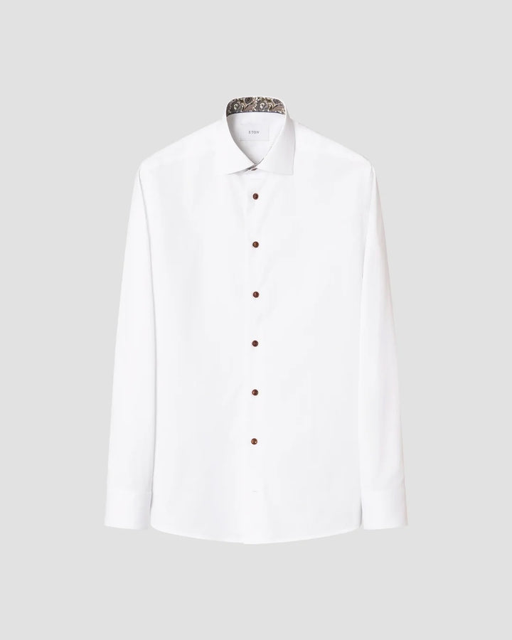 Paisley Effect Sign Twill Contemporary  White