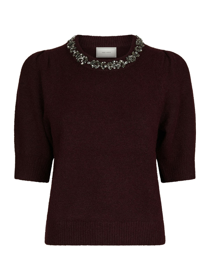 Maia Stone Knit Blouse  Wine