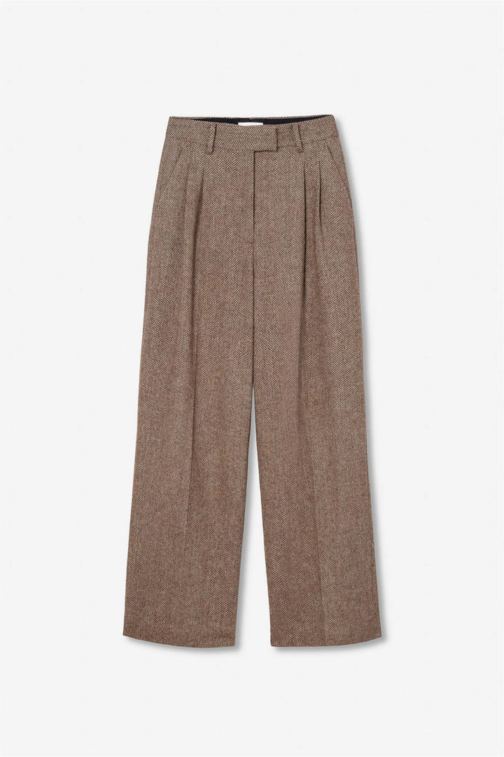 Ava Herringbone Trouser  Cognac Herringbone