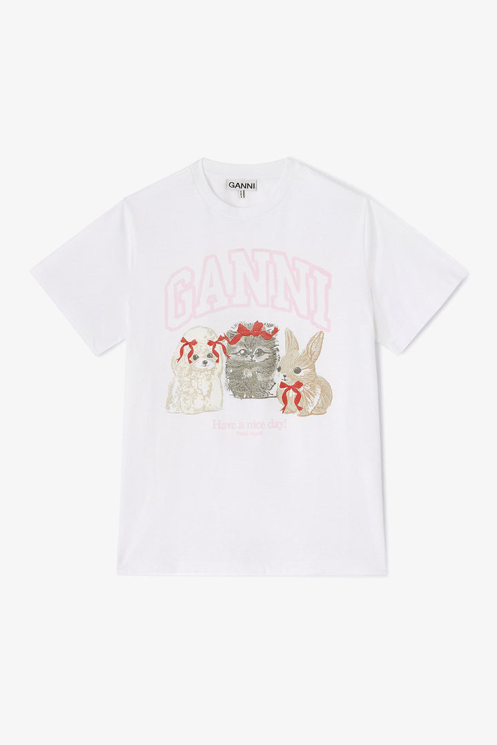 Basic Cotton Jersey Cute Animals  Bright White