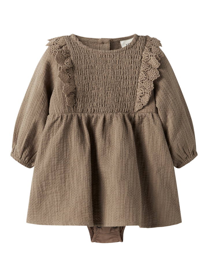 NBFROSITA LIU LS BODY DRESS LIL  Lysebrun