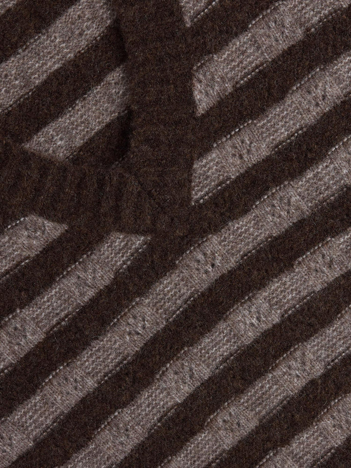 Maria Yak V-Neck Sweater  Brown Stripe