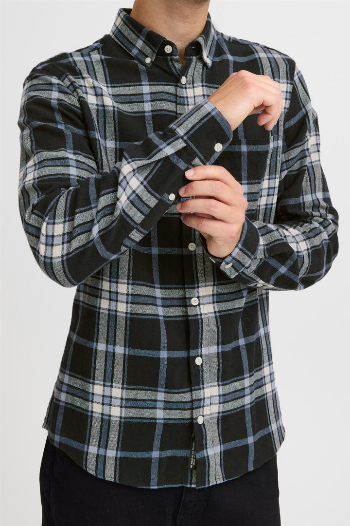 ANTON LS BD checked shirt  Dark Navy