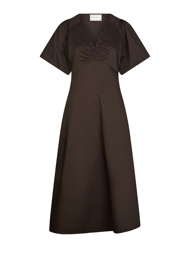 Illana Poplin Dress  Chocolate Brown